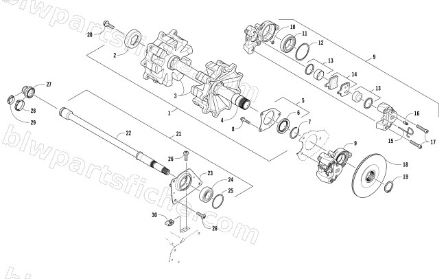 DRIVE TRAIN SHAFTS AND BRAKE ASSEMBLIES diagram