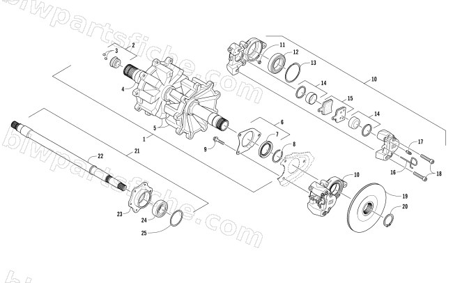 DRIVE TRAIN SHAFTS AND BRAKE ASSEMBLIES diagram