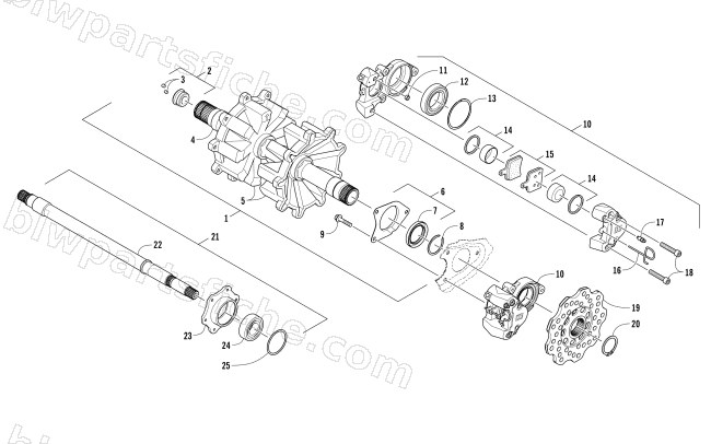 DRIVE TRAIN SHAFTS AND BRAKE ASSEMBLIES diagram