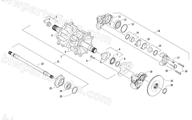 DRIVE TRAIN SHAFTS AND BRAKE ASSEMBLIES diagram