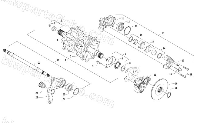 DRIVE TRAIN SHAFTS AND BRAKE ASSEMBLIES diagram