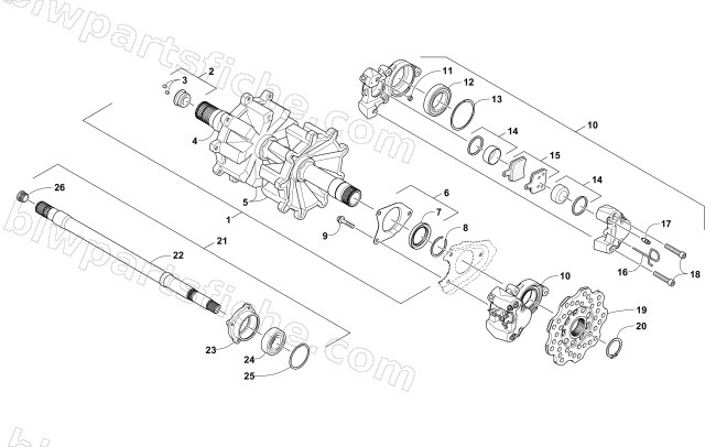 DRIVE TRAIN SHAFTS AND BRAKE ASSEMBLIES diagram