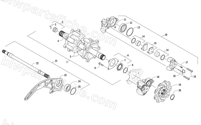 DRIVE TRAIN SHAFTS AND BRAKE ASSEMBLIES diagram
