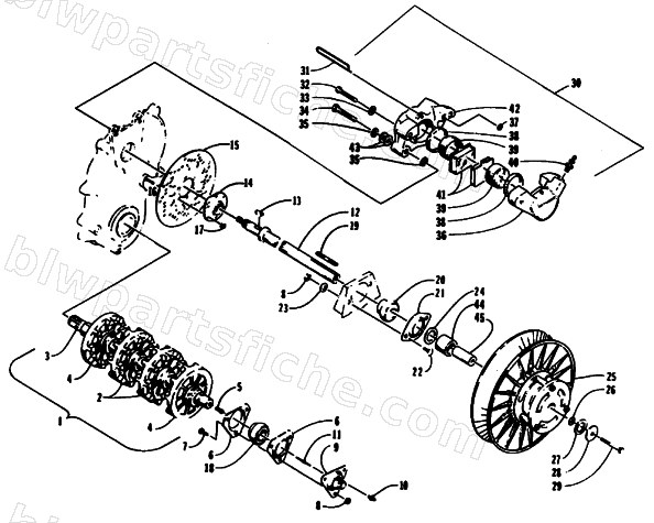 DRIVE TRAIN SHAFTS AND BRAKE ASSEMBLIES diagram
