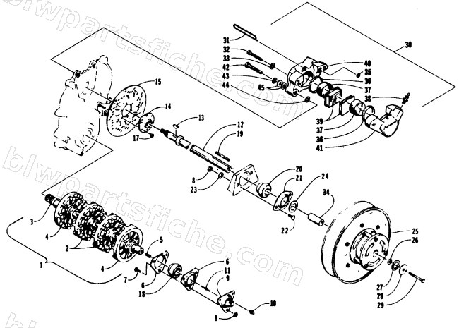 DRIVE TRAIN SHAFTS AND BRAKE ASSEMBLIES diagram