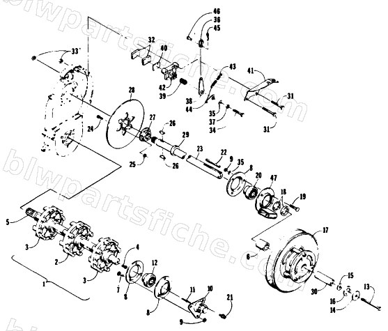 DRIVE TRAIN SHAFTS AND BRAKE ASSEMBLIES diagram