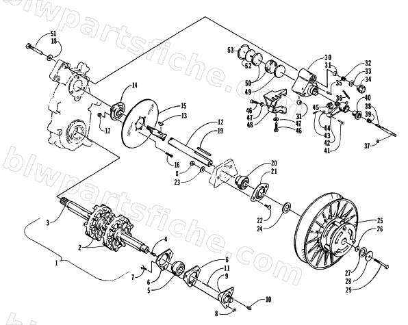 DRIVE TRAIN SHAFTS AND BRAKE ASSEMBLIES diagram
