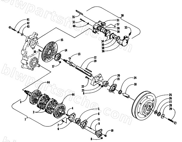 DRIVE TRAIN SHAFTS AND BRAKE ASSEMBLIES diagram