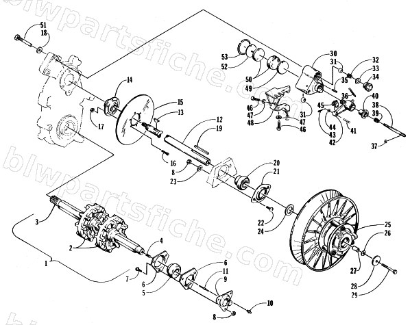 DRIVE TRAIN SHAFTS AND BRAKE ASSEMBLIES diagram