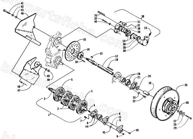DRIVE TRAIN SHAFTS AND BRAKE ASSEMBLIES diagram