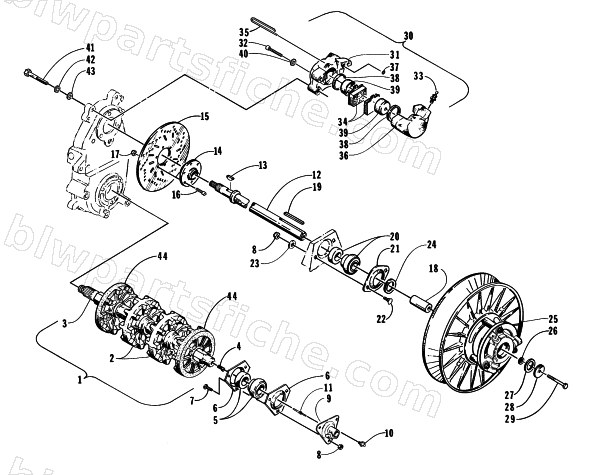 DRIVE TRAIN SHAFTS AND BRAKE ASSEMBLIES diagram