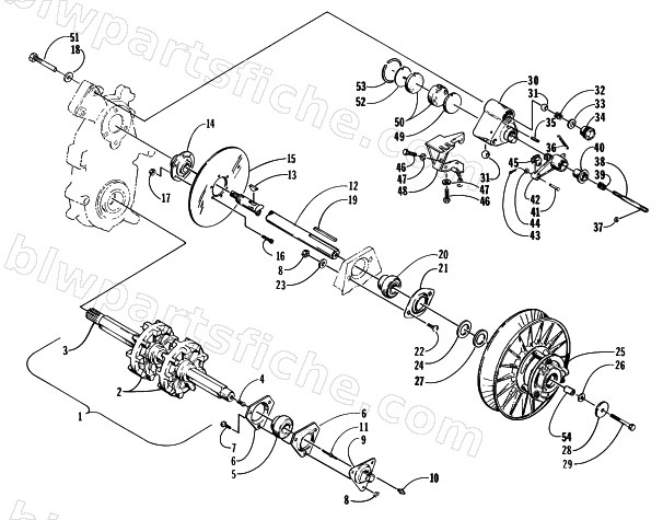 DRIVE TRAIN SHAFTS AND BRAKE ASSEMBLIES diagram