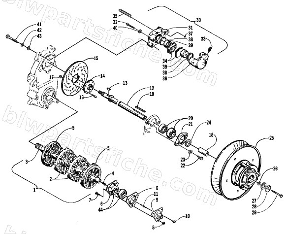 DRIVE TRAIN SHAFTS AND BRAKE ASSEMBLIES diagram