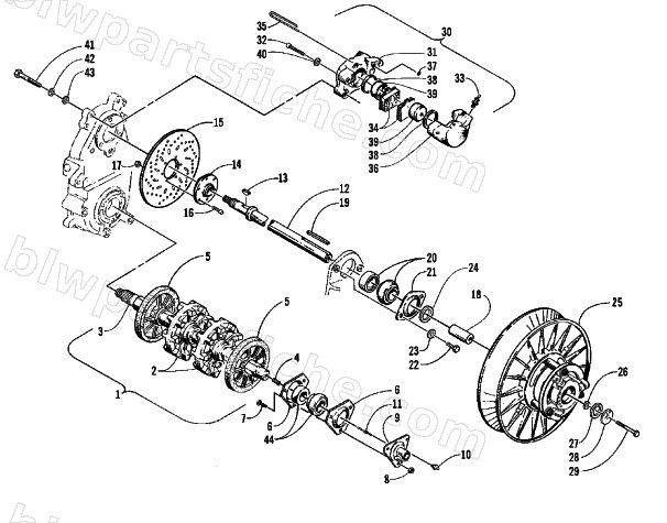 DRIVE TRAIN SHAFTS AND BRAKE ASSEMBLIES diagram