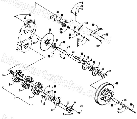 DRIVE TRAIN SHAFTS AND BRAKE ASSEMBLIES diagram