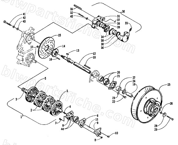 DRIVE TRAIN SHAFTS AND BRAKE ASSEMBLIES diagram