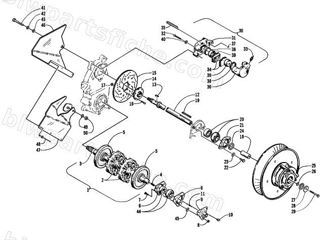 DRIVE TRAIN SHAFTS AND BRAKE ASSEMBLIES diagram