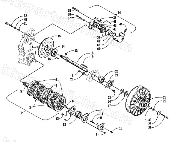 DRIVE TRAIN SHAFTS AND BRAKE ASSEMBLIES diagram