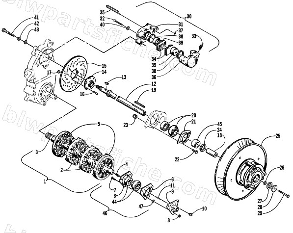 DRIVE TRAIN SHAFTS AND BRAKE ASSEMBLIES diagram