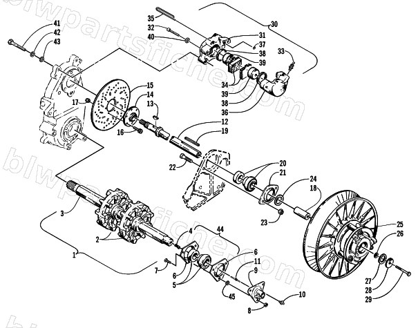 DRIVE TRAIN SHAFTS AND BRAKE ASSEMBLIES diagram