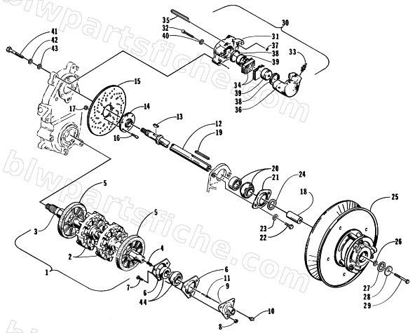 DRIVE TRAIN SHAFTS AND BRAKE ASSEMBLIES diagram