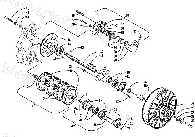 DRIVE TRAIN SHAFTS AND BRAKE ASSEMBLIES diagram