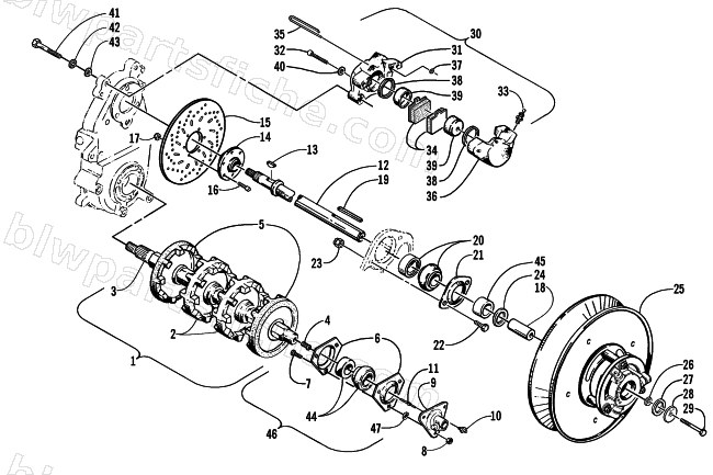 DRIVE TRAIN SHAFTS AND BRAKE ASSEMBLIES diagram