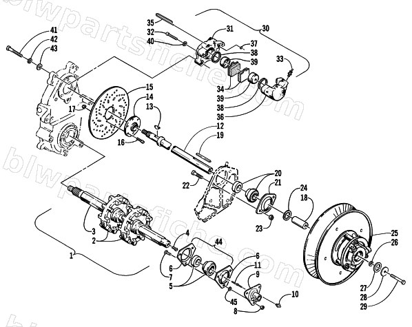 DRIVE TRAIN SHAFTS AND BRAKE ASSEMBLIES diagram