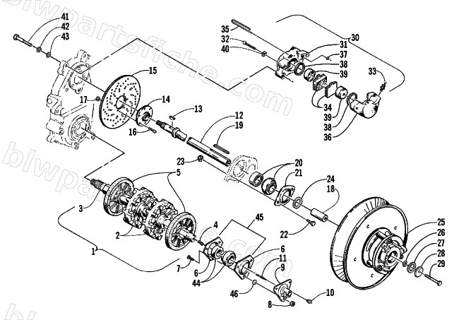 DRIVE TRAIN SHAFTS AND BRAKE ASSEMBLIES diagram