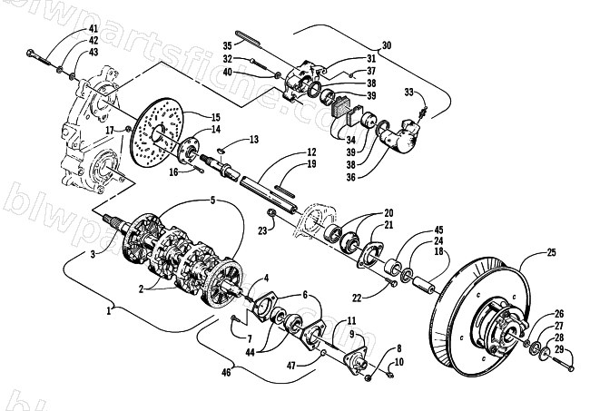 DRIVE TRAIN SHAFTS AND BRAKE ASSEMBLIES diagram