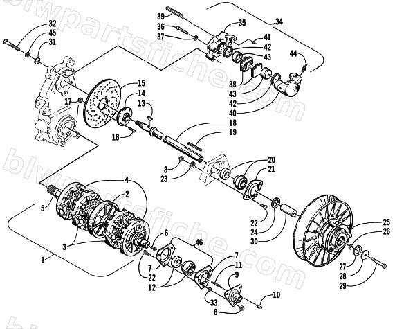 DRIVE TRAIN SHAFTS AND BRAKE ASSEMBLIES diagram