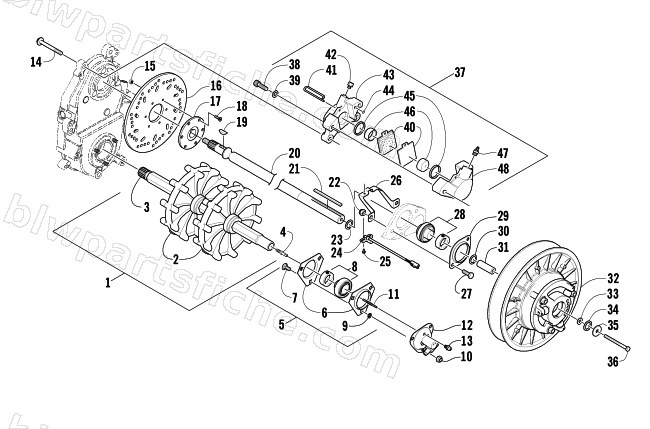 DRIVE TRAIN SHAFTS AND BRAKE ASSEMBLIES diagram