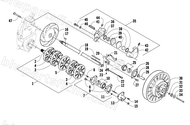 DRIVE TRAIN SHAFTS AND BRAKE ASSEMBLIES diagram