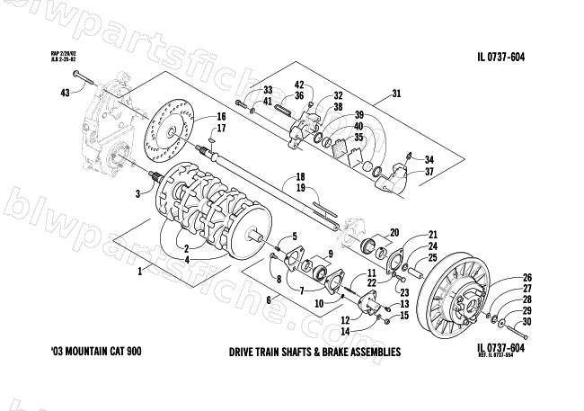 DRIVE TRAIN SHAFTS AND BRAKE ASSEMBLIES diagram