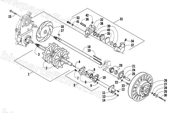 DRIVE TRAIN SHAFTS AND BRAKE ASSEMBLIES diagram