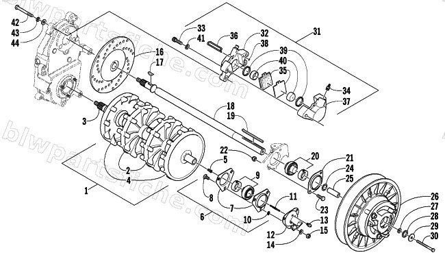 DRIVE TRAIN SHAFTS AND BRAKE ASSEMBLIES diagram