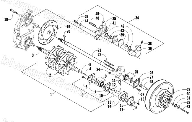 DRIVE TRAIN SHAFTS AND BRAKE ASSEMBLIES diagram