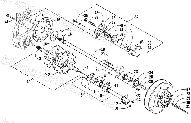 DRIVE TRAIN SHAFTS AND BRAKE ASSEMBLIES diagram