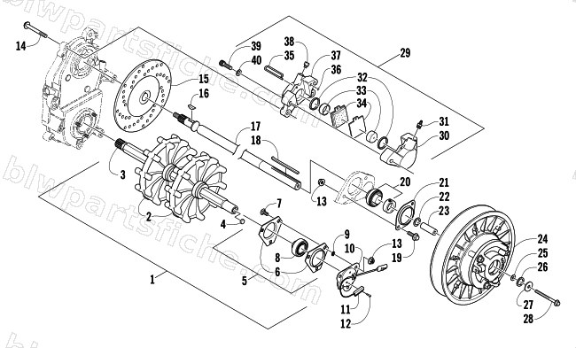 DRIVE TRAIN SHAFTS AND BRAKE ASSEMBLIES diagram
