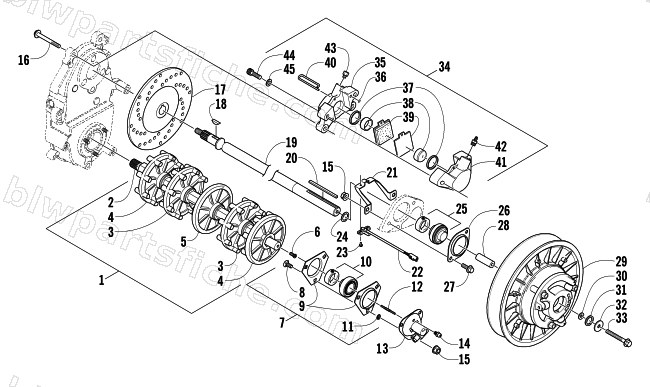 DRIVE TRAIN SHAFTS AND BRAKE ASSEMBLIES diagram