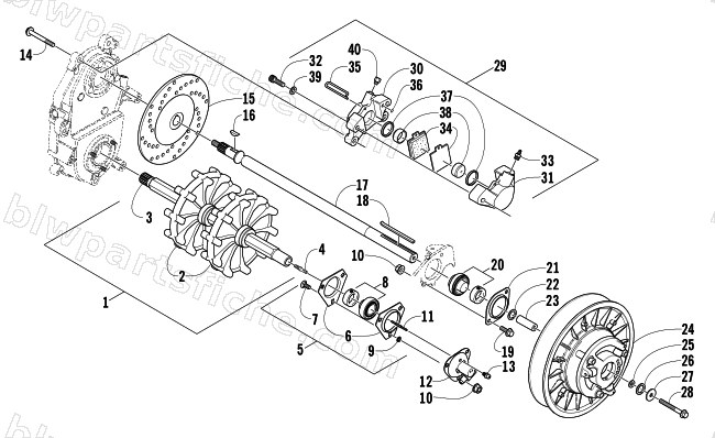 DRIVE TRAIN SHAFTS AND BRAKE ASSEMBLIES diagram