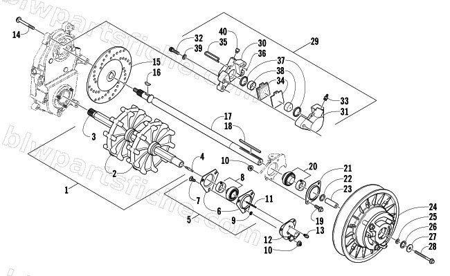 DRIVE TRAIN SHAFTS AND BRAKE ASSEMBLIES diagram