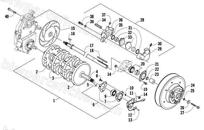 DRIVE TRAIN SHAFTS AND BRAKE ASSEMBLIES diagram