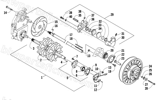 DRIVE TRAIN SHAFTS AND BRAKE ASSEMBLIES diagram