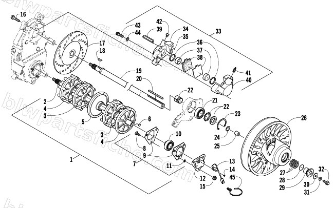 DRIVE TRAIN SHAFTS AND BRAKE ASSEMBLIES diagram