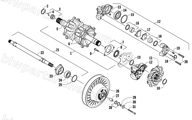 DRIVE TRAIN SHAFTS AND BRAKE ASSEMBLIES diagram