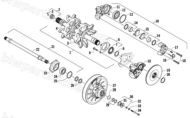 DRIVE TRAIN SHAFTS AND BRAKE ASSEMBLIES diagram