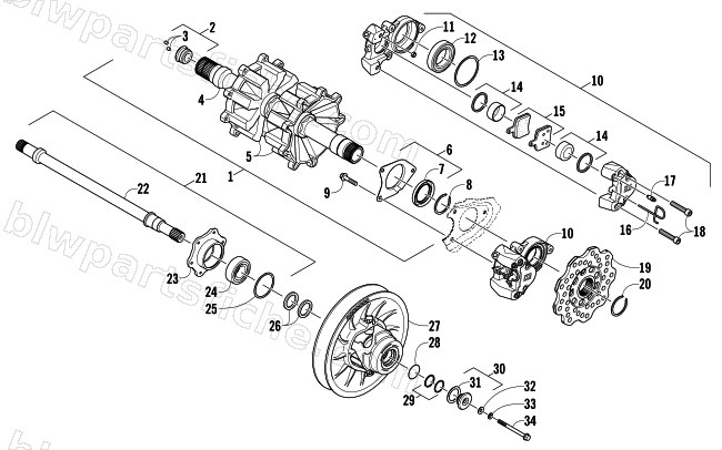 DRIVE TRAIN SHAFTS AND BRAKE ASSEMBLIES diagram