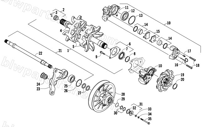 DRIVE TRAIN SHAFTS AND BRAKE ASSEMBLIES diagram