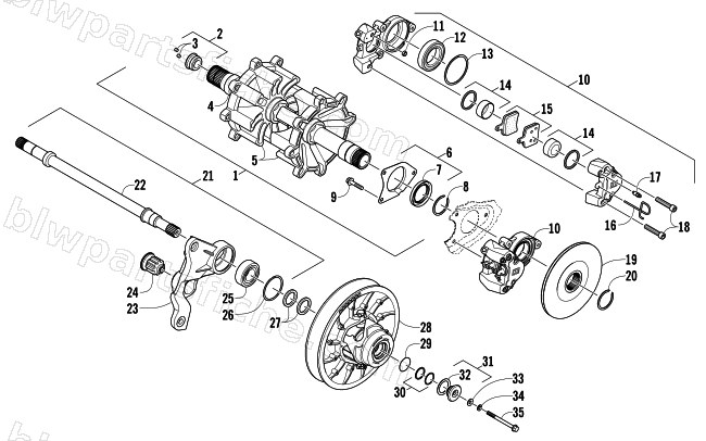DRIVE TRAIN SHAFTS AND BRAKE ASSEMBLIES diagram